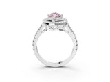 White gold Fancy Pink Marquise Cut Diamond Double Halo Ring with Pavé Band and Prong Setting_113