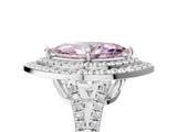 White gold Fancy Pink Marquise Cut Diamond Double Halo Ring with Pavé Band and Prong Setting_116