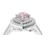 White gold Fancy Pink Marquise Cut Diamond Double Halo Ring with Pavé Band and Prong Setting_136
