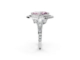 White gold Fancy Pink Marquise Cut Diamond Double Halo Ring with Pavé Band and Prong Setting_96