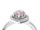 White gold Fancy Pink Marquise Cut Diamond Double Halo Ring with Split Shank and Four-Prong Setting_4