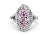 White gold Fancy Pink Marquise Cut Diamond Double Halo Ring with Split Shank and Prong Setting_27