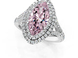White gold Fancy Pink Marquise Cut Diamond Double Halo Ring with Split Shank and Prong Setting_28
