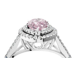 White gold Fancy Pink Marquise Cut Diamond Double Halo Ring with Split Shank and Prong Setting_31
