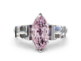 White gold Fancy Pink Marquise Cut Diamond Engagement Ring with Baguette Side Stones and Channel Set Band_32