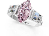 White gold Fancy Pink Marquise Cut Diamond Engagement Ring with Baguette Side Stones and Channel Set Band_33