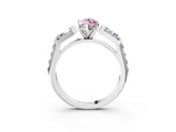 White gold Fancy Pink Marquise Cut Diamond Engagement Ring with Baguette Side Stones and Channel Set Band_35