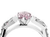 White gold Fancy Pink Marquise Cut Diamond Engagement Ring with Baguette Side Stones and Channel Set Band_36