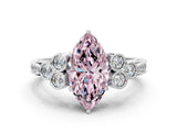 White gold Fancy Pink Marquise  Cut Diamond Engagement Ring with Bezel Set Round Side Stones and Prong Setting_51