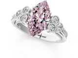 White gold Fancy Pink Marquise  Cut Diamond Engagement Ring with Bezel Set Round Side Stones and Prong Setting_52
