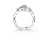 White gold Fancy Pink Marquise  Cut Diamond Engagement Ring with Bezel Set Round Side Stones and Prong Setting_55