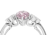 White gold Fancy Pink Marquise  Cut Diamond Engagement Ring with Bezel Set Round Side Stones and Prong Setting_56