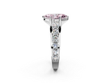 White gold Fancy Pink Marquise  Cut Diamond Engagement Ring with Pavé Band and Four-Prong Setting_5