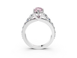 White gold Fancy Pink Marquise  Cut Diamond Engagement Ring with Pavé Band and Four-Prong Setting_6