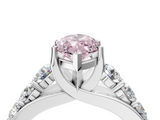 White gold Fancy Pink Marquise  Cut Diamond Engagement Ring with Pavé Band and Four-Prong Setting_7