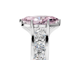 White gold Fancy Pink Marquise  Cut Diamond Engagement Ring with Pavé Band and Four-Prong Setting_8