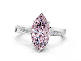 White gold Fancy Pink Marquise Cut Diamond Engagement Ring with Side Stone Accents and Four-Prong Setting_24