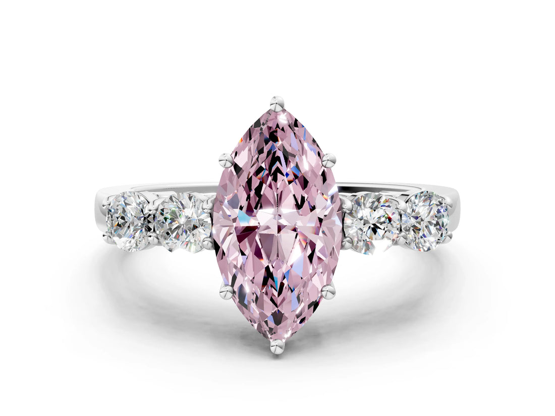 White gold Fancy Pink Marquise  Cut Diamond Five-Stone Prong Set White Gold Ring_31