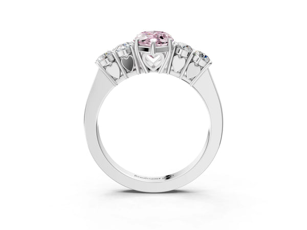 White gold Fancy Pink Marquise  Cut Diamond Five-Stone Prong Set White Gold Ring