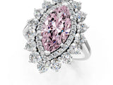White gold Fancy Pink Marquise Cut Diamond Floral Double Halo Engagement Ring with Prong Setting_121