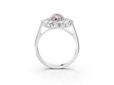 White gold Fancy Pink Marquise Cut Diamond Floral Double Halo Engagement Ring with Prong Setting_123