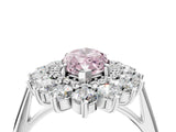 White gold Fancy Pink Marquise Cut Diamond Floral Double Halo Engagement Ring with Prong Setting_124
