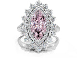 White gold Fancy Pink Marquise Cut Diamond Floral Double Halo Engagement Ring with Prong Setting_96