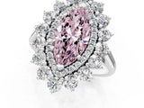 White gold Fancy Pink Marquise Cut Diamond Floral Double Halo Engagement Ring with Prong Setting_97