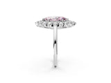 White gold Fancy Pink Marquise Cut Diamond Floral Double Halo Engagement Ring with Prong Setting_98