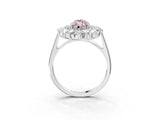 White gold Fancy Pink Marquise Cut Diamond Floral Double Halo Engagement Ring with Prong Setting_99