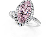 White gold Fancy Pink Marquise  Cut Diamond Floral Halo Engagement Ring with Pavé Band and Prong Setting_76