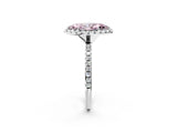 White gold Fancy Pink Marquise  Cut Diamond Floral Halo Engagement Ring with Pavé Band and Prong Setting_77