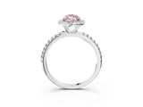 White gold Fancy Pink Marquise  Cut Diamond Floral Halo Engagement Ring with Pavé Band and Prong Setting_92
