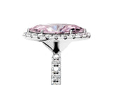 White gold Fancy Pink Marquise  Cut Diamond Floral Halo Engagement Ring with Pavé Band and Prong Setting_93