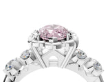 White gold Fancy Pink Marquise  Cut Diamond Floral Halo Engagement Ring with Shared Prong Setting 5