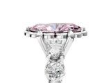 White gold Fancy Pink Marquise  Cut Diamond Floral Halo Engagement Ring with Shared Prong Setting