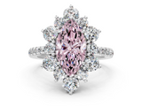 White gold Fancy Pink Marquise  Cut Diamond Floral Halo Pave Band with Prong Setting_37