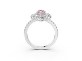 White gold Fancy Pink Marquise  Cut Diamond Floral Halo Pave Band with Prong Setting_40