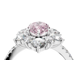 White gold Fancy Pink Marquise  Cut Diamond Floral Halo Pave Band with Prong Setting_41