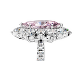 White gold Fancy Pink Marquise  Cut Diamond Floral Halo Pave Band with Prong Setting_42