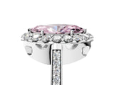 White gold Fancy Pink Marquise Cut Diamond Floral Halo Ring with Pavé Band and Prong Setting_12