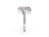 White gold Fancy Pink Marquise Cut Diamond Floral Halo Ring with Pavé Band and Prong Setting_9