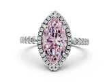 White gold Fancy Pink Marquise Cut Diamond Halo Engagement Ring with Pavé Band and Prong Setting_39