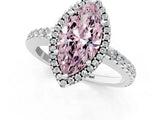 White gold Fancy Pink Marquise Cut Diamond Halo Engagement Ring with Pavé Band and Prong Setting_40