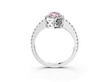 White gold Fancy Pink Marquise Cut Diamond Halo Engagement Ring with Pavé Band and Prong Setting_42
