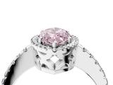 White gold Fancy Pink Marquise Cut Diamond Halo Engagement Ring with Pavé Band and Prong Setting_43