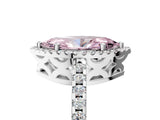 White gold Fancy Pink Marquise Cut Diamond Halo Engagement Ring with Pavé Band and Prong Setting_44