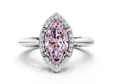 White gold Fancy Pink Marquise  Cut Diamond Halo Engagement Ring with Split Shank and Four-Prong Setting_90