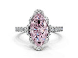 White gold Fancy Pink Marquise Cut Diamond Halo Pave Band with Four-Prong Setting_3