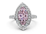 White gold Fancy Pink Marquise Cut Diamond Halo Ring with Pavé Band and Prong Setting_12